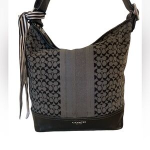 Coach Signature Black and Gray Hobo Bag